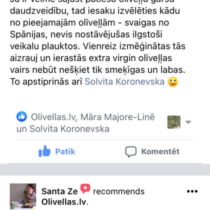 Edgars un Santa atzīst www.olivellas.lv piedāvātās EVO par labām, un nogaršošanas vērtām.