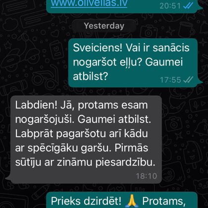 Elīna atzīst, ka Royal eļļa garšo, pamēģinās arī kādu stiprāku.