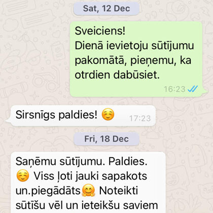 Ingūna apmierināta ar servisu un EVO garšu.