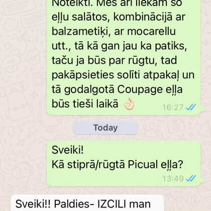 Līgai savukārt garšo Oro del Desierto ražotā "Picual" EVO ar izteiktu rūgto garšas noti.